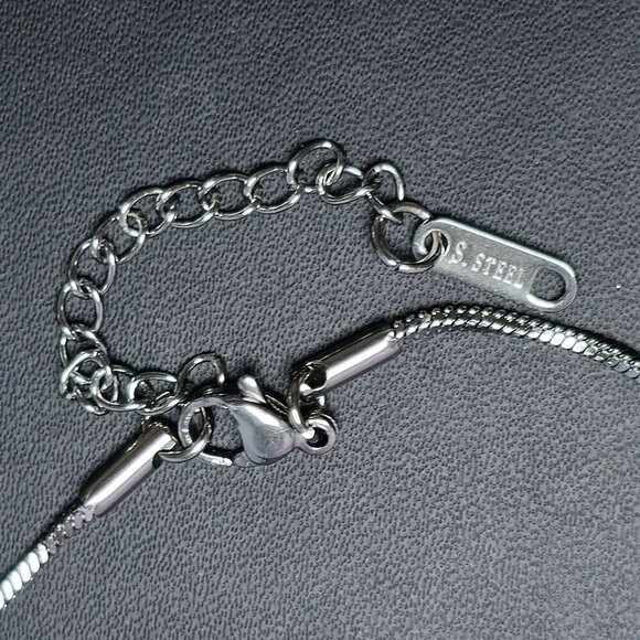 Multi‎ Gemstone Elongated Pendant Necklace in Stainless Steel - Picture 5 of 5